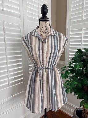 Japna Sleeveless Striped Shirt Dress Size Medium